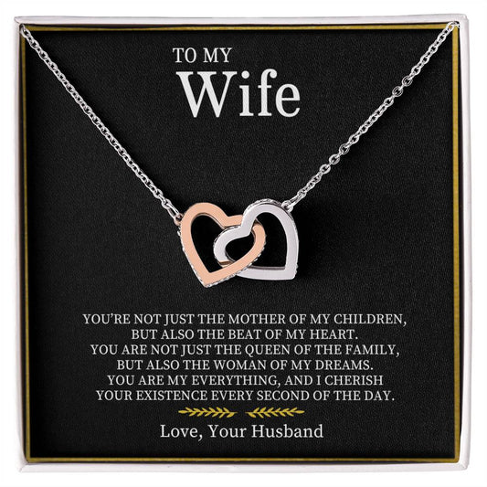 To My Wife Interlocking Hearts necklace