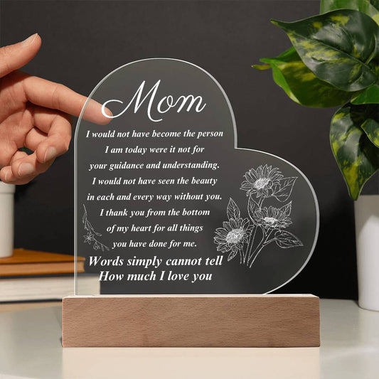 Mom Printed Heart Acrylic Plaque